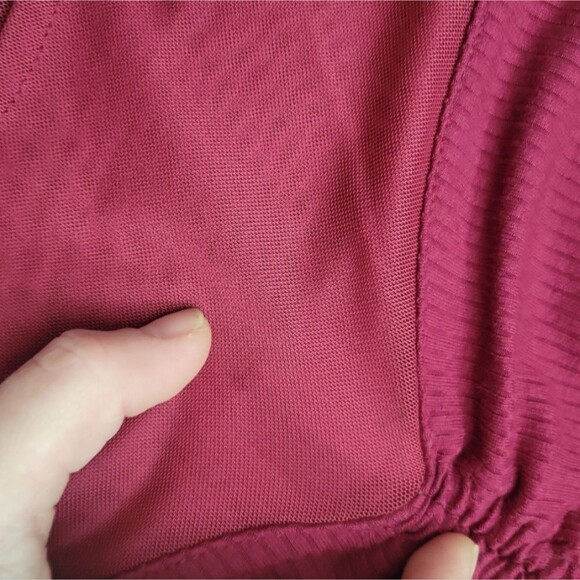 CRAVE FAME Juniors' Red Mesh Illusion Ruched Top - XL - Picture 8 of 11